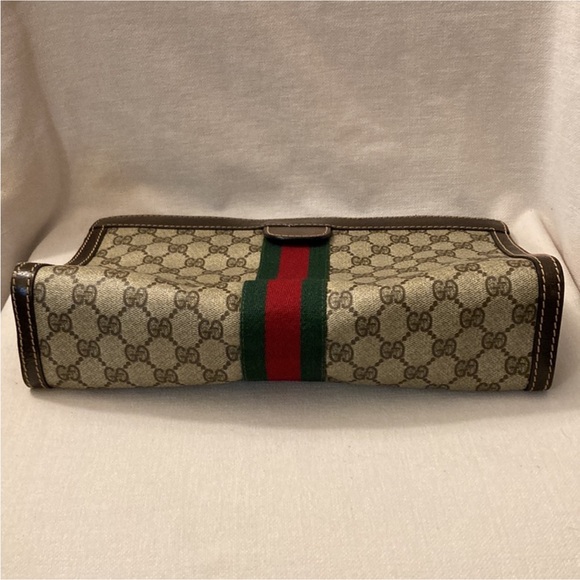 Authentic Vintage GUCCI GG Monogram Web Sherry Line Clutch Large - Picture 2 of 15